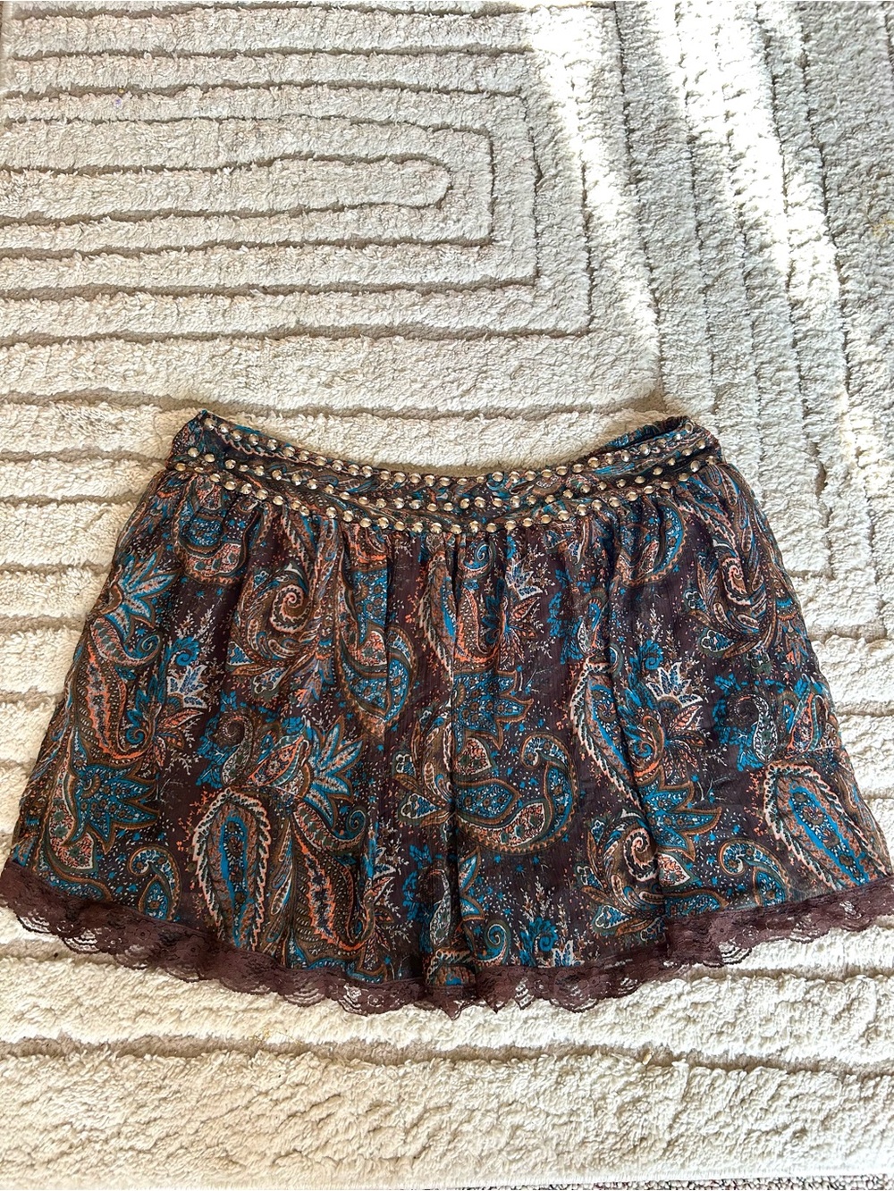 Y2K Rue21 Paisley Lace-Trim Skirt